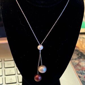 8" length 925 Italy Sterling Silver Lariat Necklace